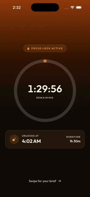 Focus lock timer showing time remaining