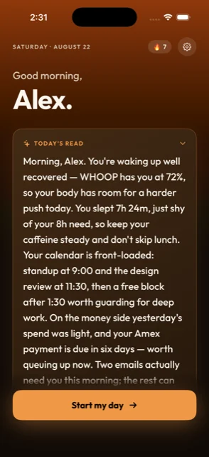 Today's Read — a written summary of the morning